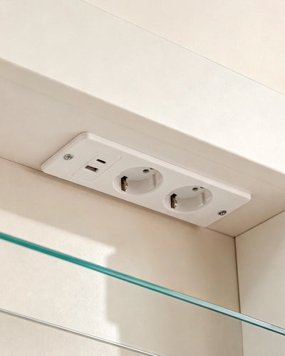 Arcadia White Bathroom Mirror Cabinet with Concealed Integrated Power Socket