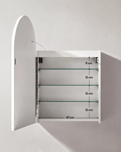 Arcadia White Bathroom Mirror Cabinet Overall Dimensions and Measurements