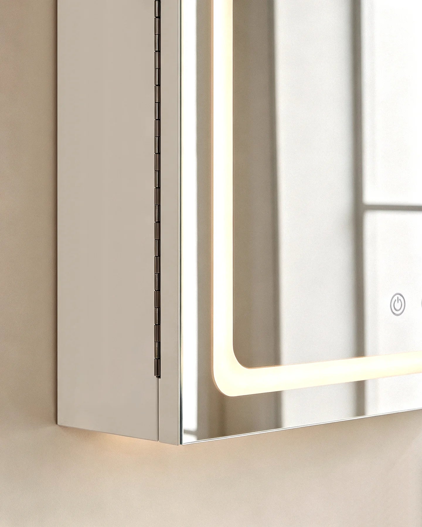 Arcadia White Bathroom Mirror Cabinet with Adjustable LED Lighting