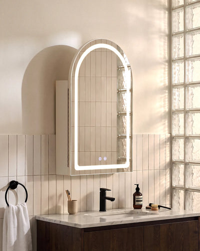 Arcadia White Bathroom Mirror Cabinet in a Modern Bathroom