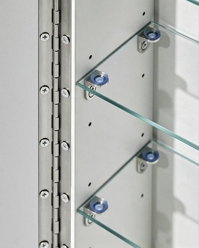 Arcadia White Bathroom Mirror Cabinet with Tempered Glass Storage Shelves