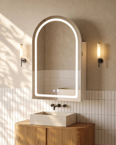 Arcadia White Bathroom Mirror Cabinet in a Modern Bathroom