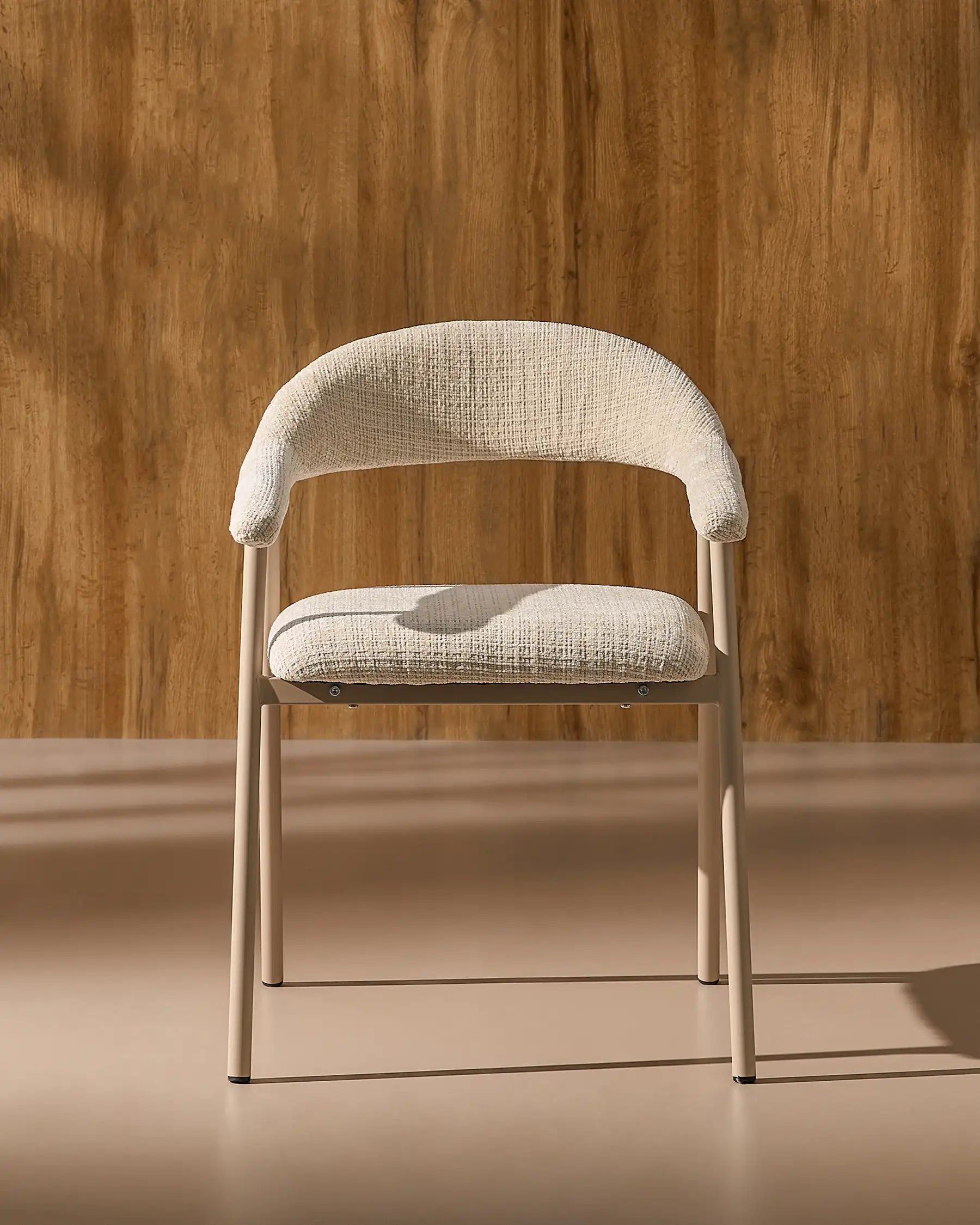 Arlo chenille dining chairs with taupe legs in a modern dining space