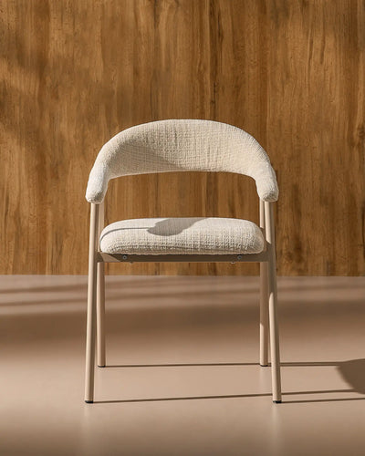 Arlo chenille dining chairs with taupe legs in a modern dining space