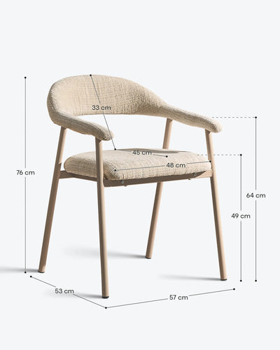 Arlo chenille dining chairs with taupe legs dimensions