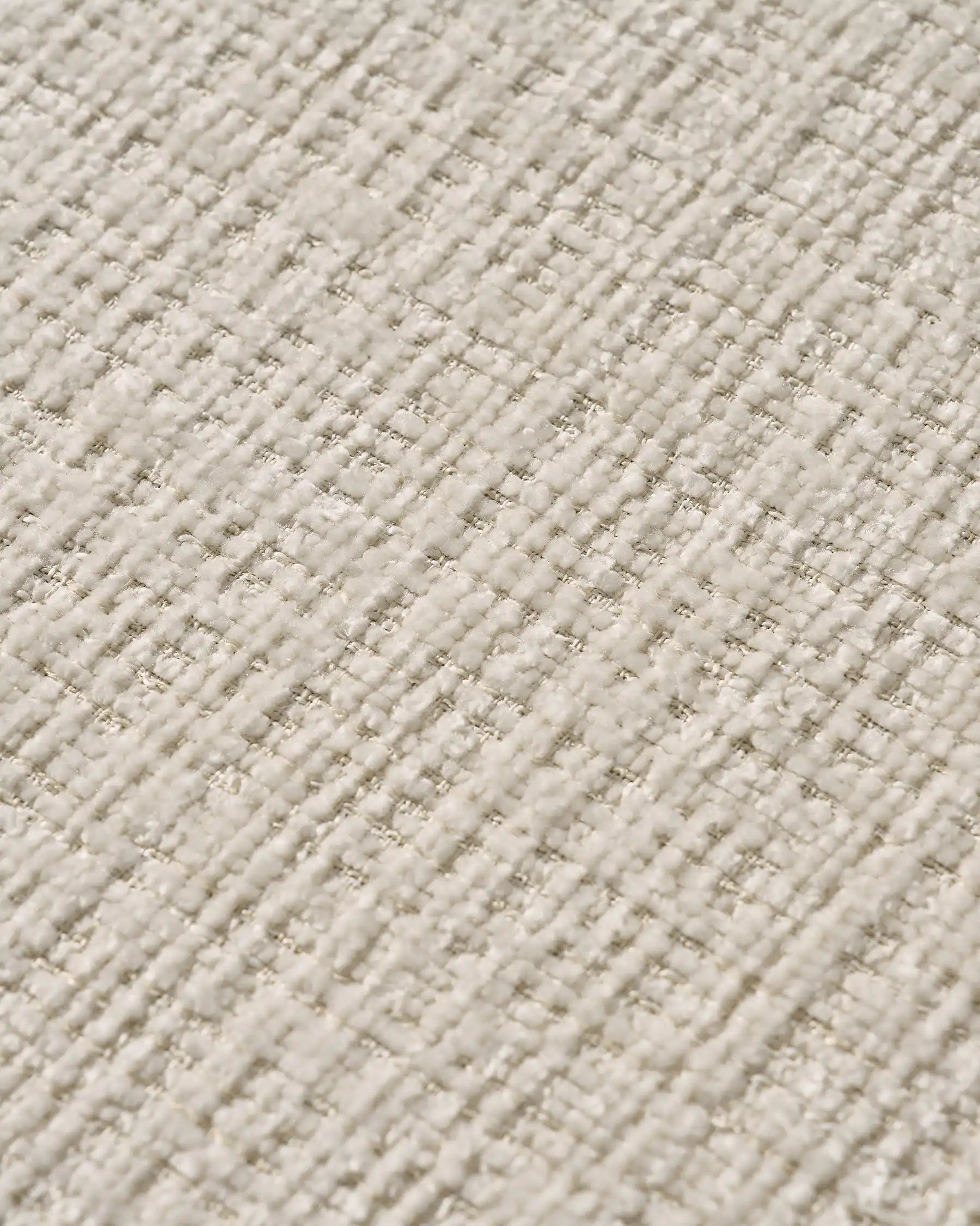 Close-up of chenille upholstery and taupe legs on Arlo White dining chairs -2