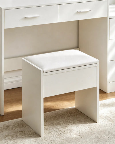 Aura White Dressing Table with Matching PU Upholstered Stool