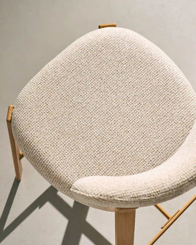 Close-up of beige chenille upholstery on Bramley bar stools