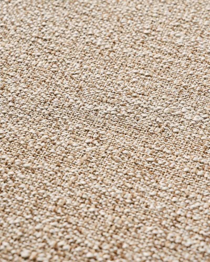 Close-up of beige linen blend upholstery on Bramley dining chairs