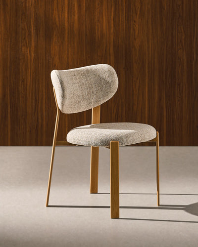 Side view of Bramley beige linen blend dining chairs