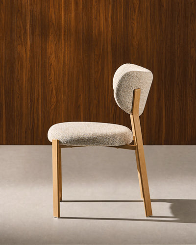 Side view of Bramley beige linen blend dining chairs
