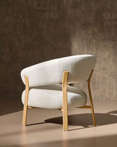 Side view of Bramley cream linen blend accent chair