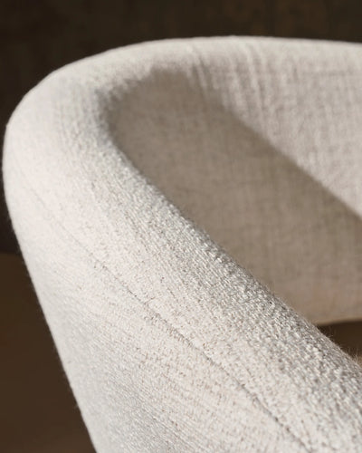 Close-up of cream linen blend upholstery on Bramley accent chair