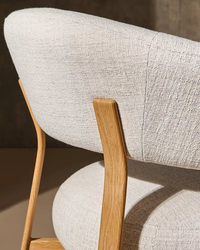 Close-up of cream linen blend upholstery on Bramley accent chair -1