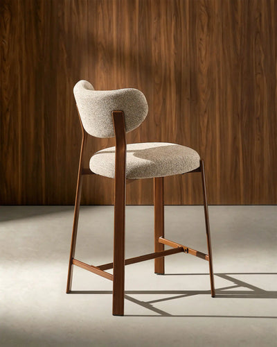 Bramley light taupe chenille bar stools, side view
