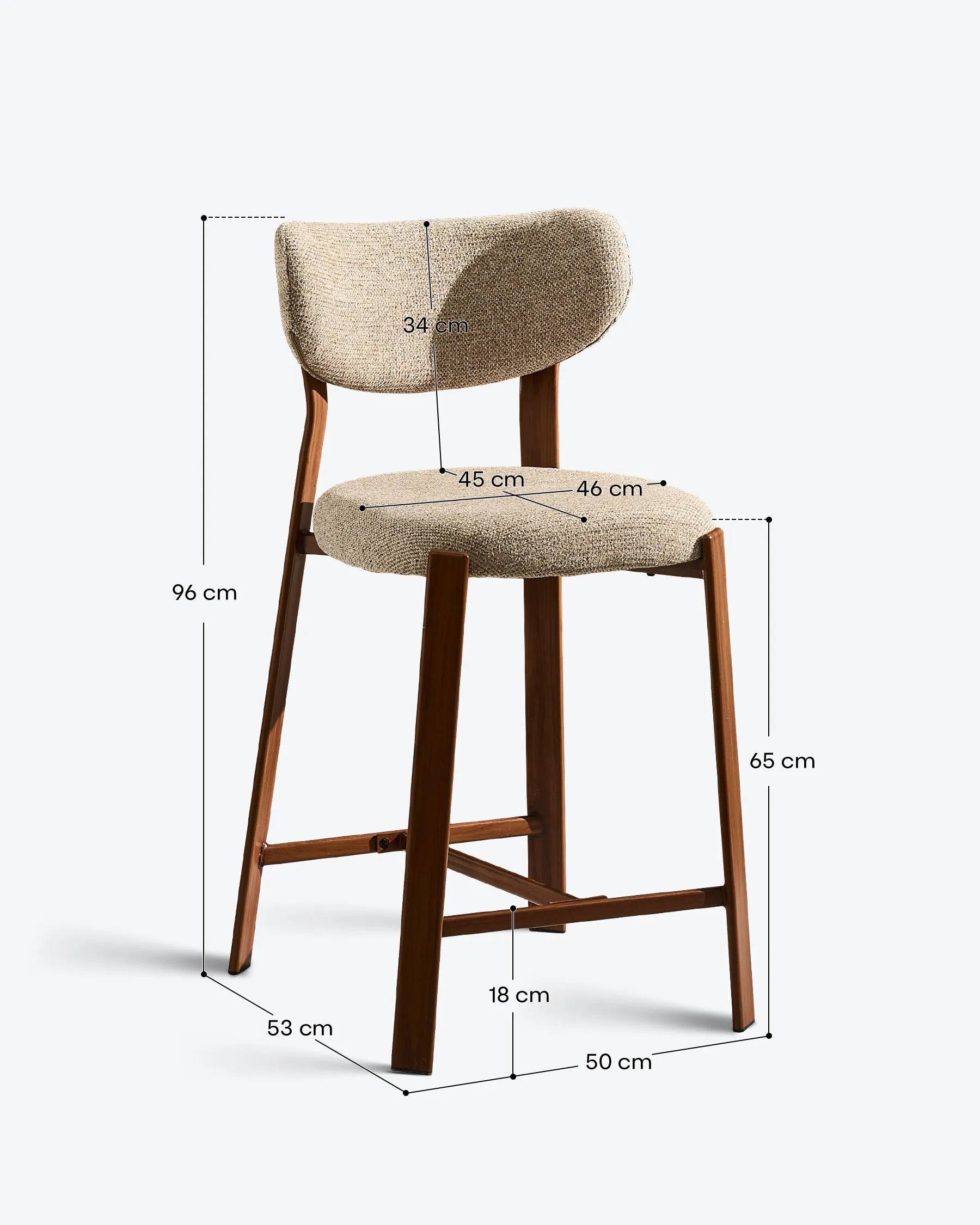 Bramley light taupe chenille bar stools, 65 cm seat height