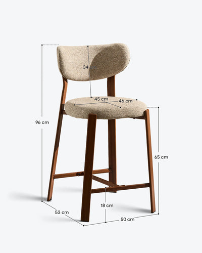 Bramley light taupe chenille bar stools, 65 cm seat height