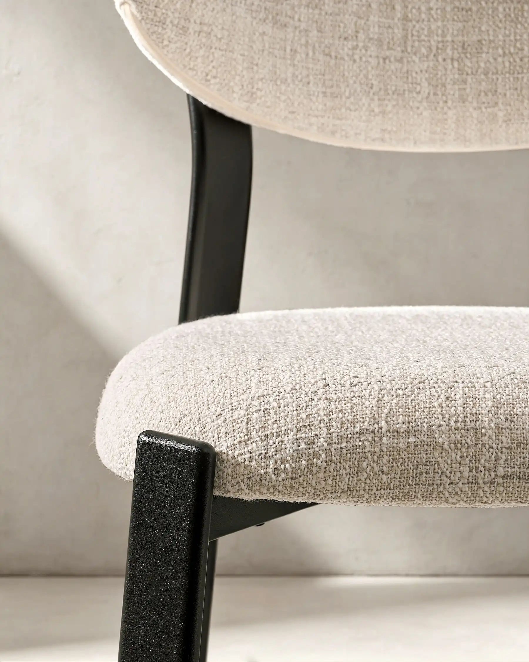 Close-up of linen blend upholstery on Bramley bar stools