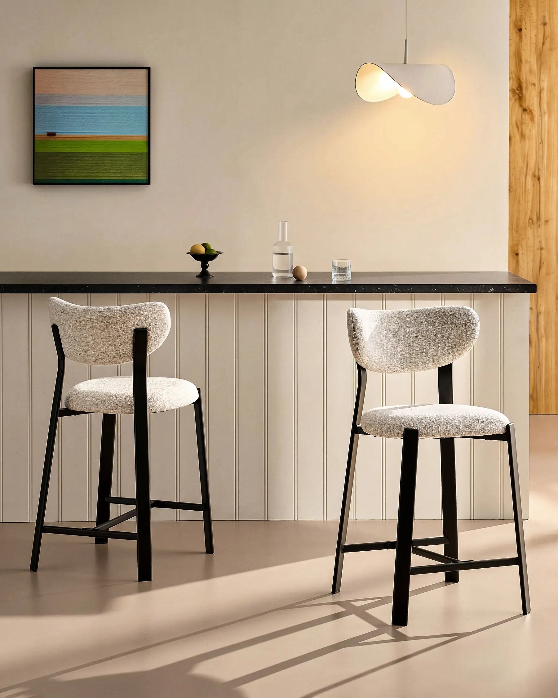 Bramley linen blend bar stools, 65 cm seat height