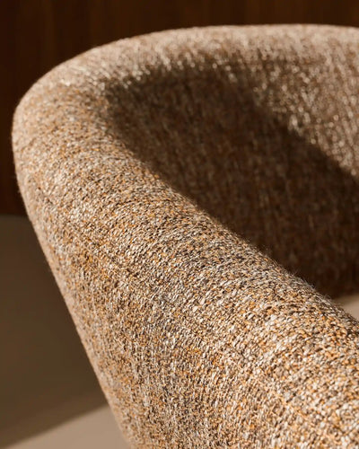 Close-up of mocha brown linen blend upholstery on Bramley accent chair