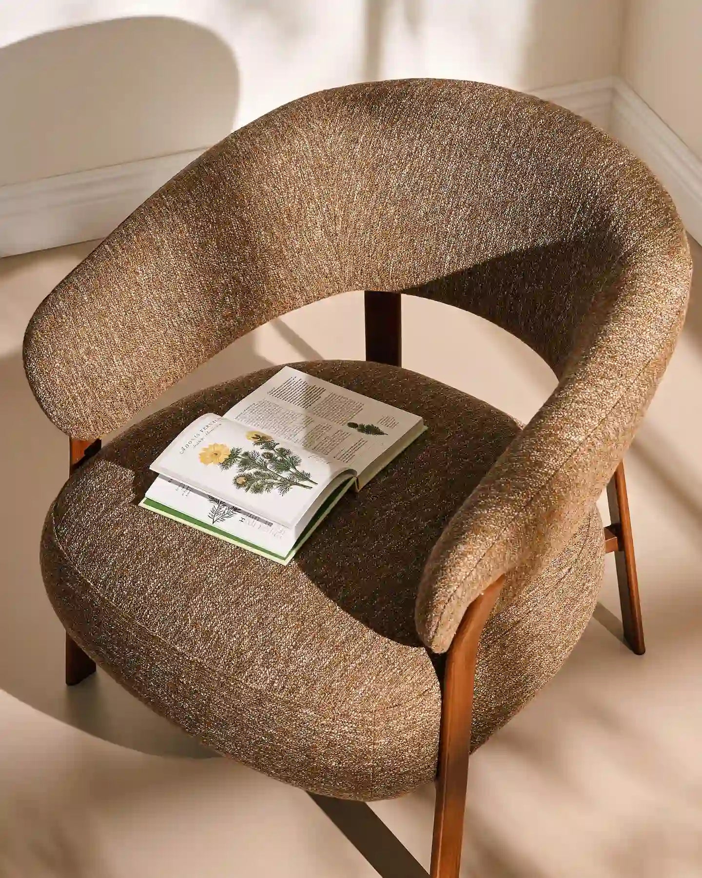 Bramley mocha brown linen blend accent chair in a modern living space