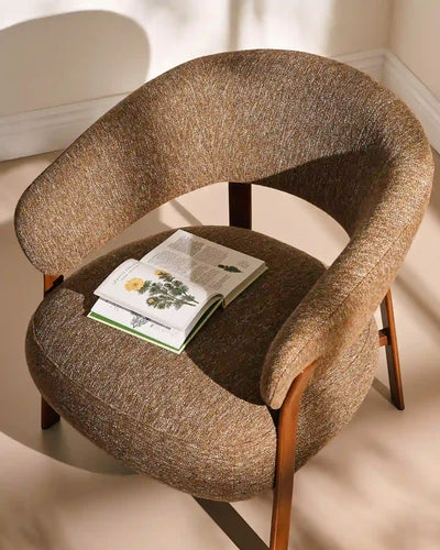 Bramley mocha brown linen blend accent chair in a modern living space
