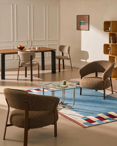 Bramley mocha brown linen blend accent chair in a modern living space