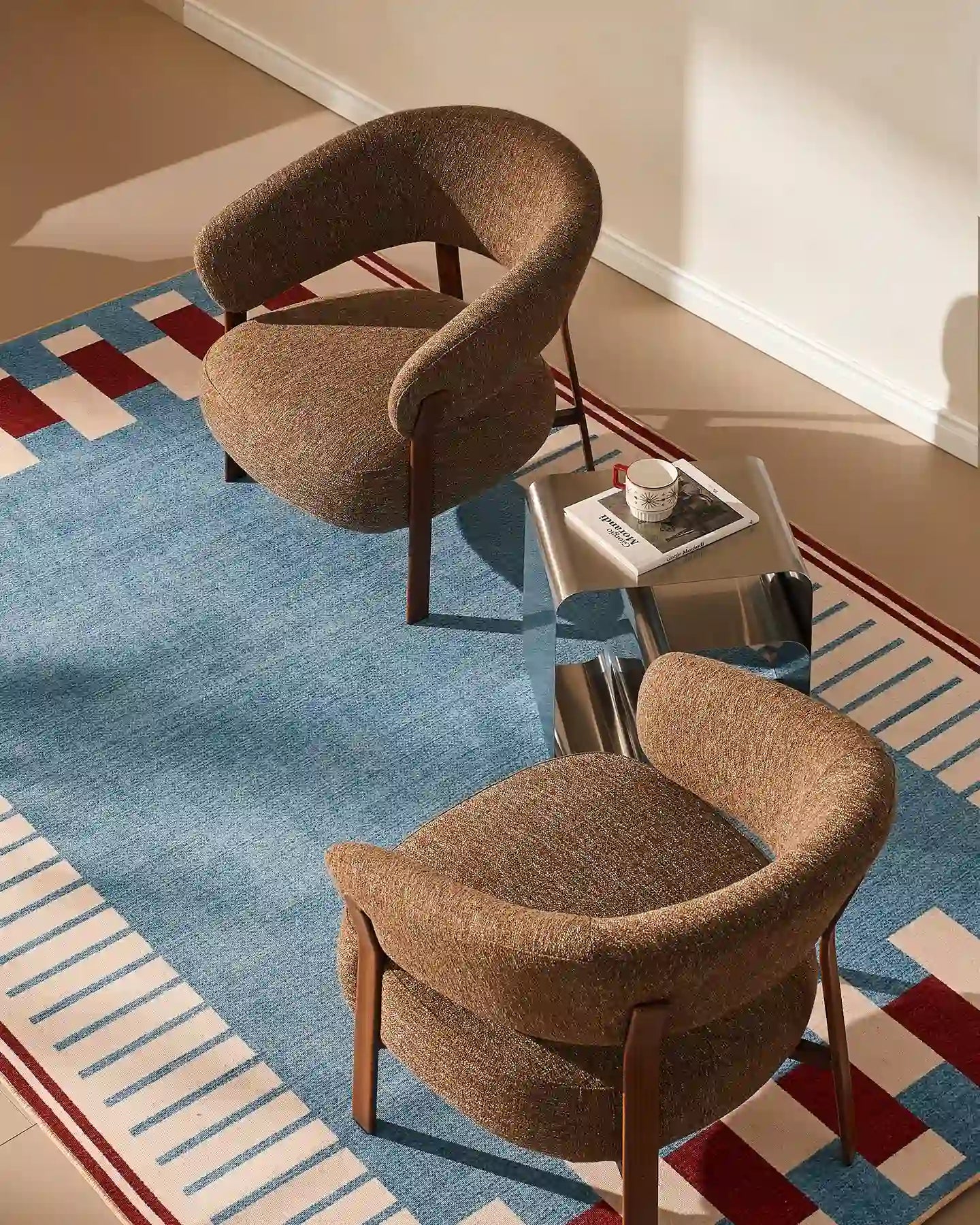 Bramley mocha brown linen blend accent chair in a modern living space