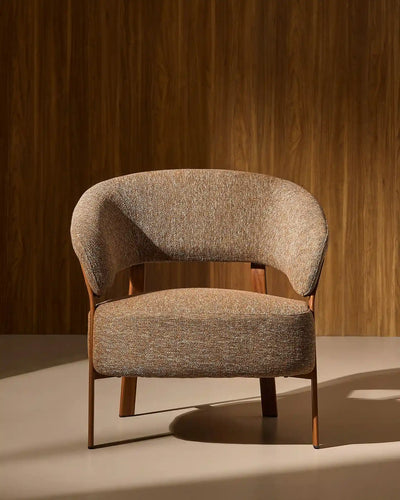 Bramley mocha brown linen blend accent chair in a modern living space