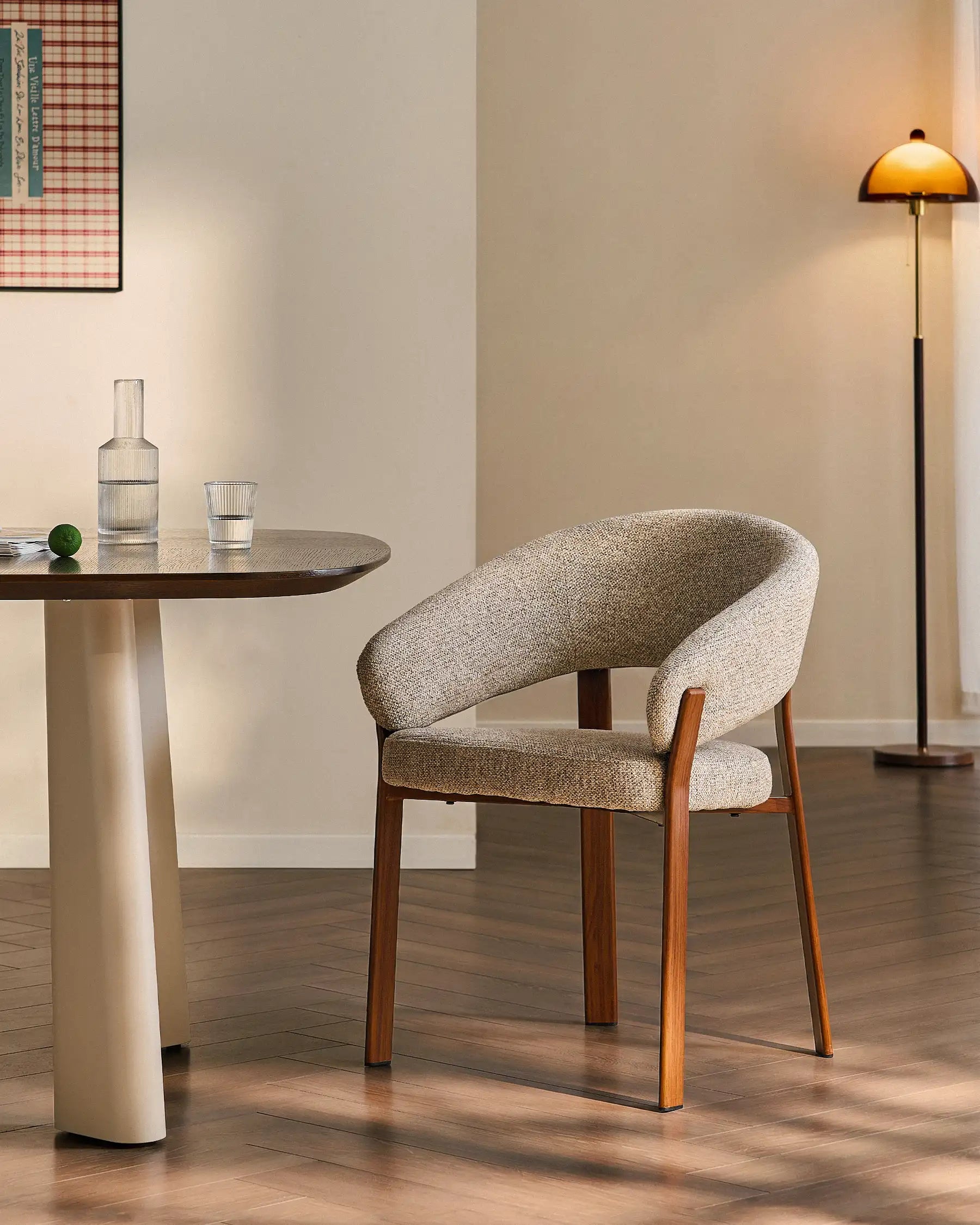 Bramley taupe chenille dining armchair