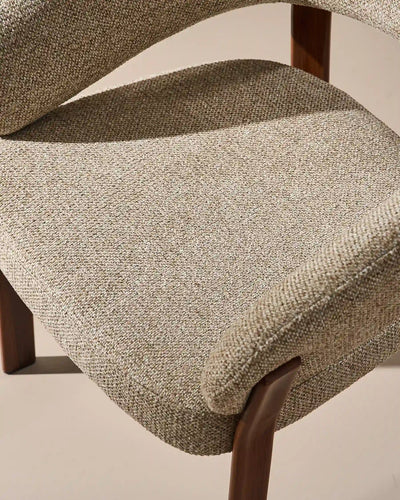 Close-up of taupe chenille upholstery on Bramley dining armchair