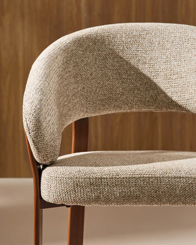 Close-up of taupe chenille upholstery on Bramley dining armchair