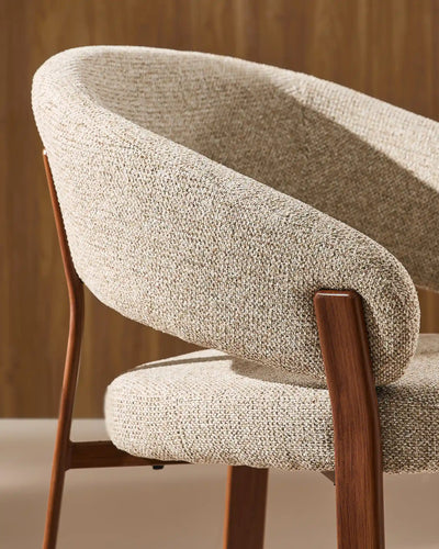 Close-up of taupe chenille upholstery on Bramley dining armchair