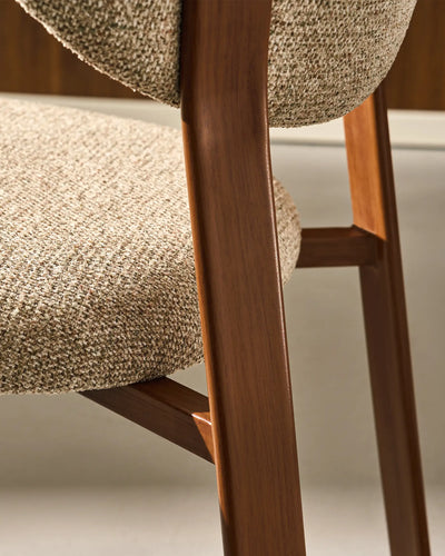 Close-up of taupe chenille upholstery on Bramley dining chairs