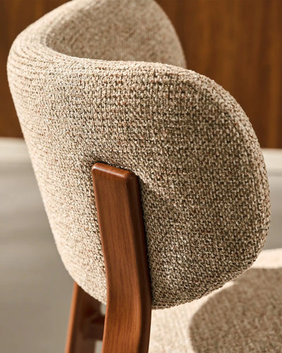 Close-up of taupe chenille upholstery on Bramley dining chairs