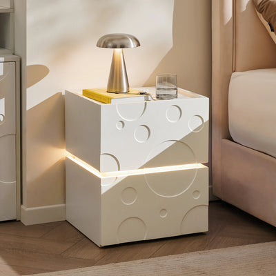 Bubbli LED Bedside Table in White with Soft Integrated Lighting