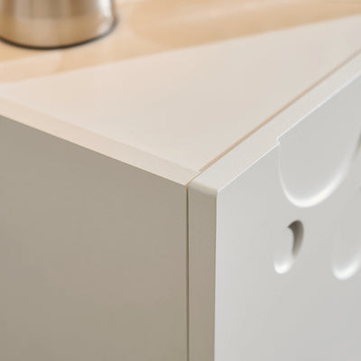 Bubbli White Bedside Table with a Smooth Sculptural Finish