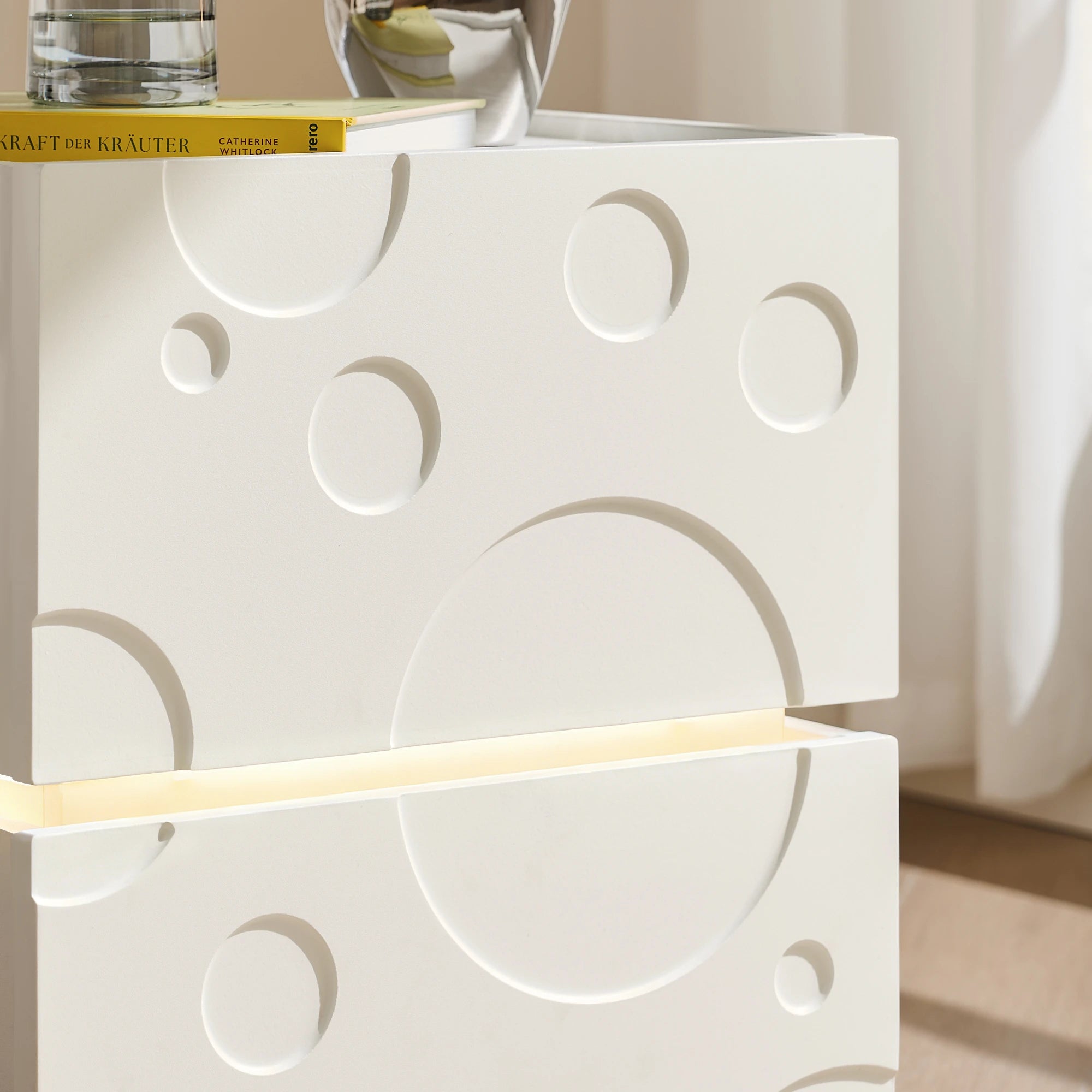 Bubbli White Bedside Table with a Soft Bubble-Inspired Form