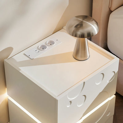 Bubbli White Bedside Table with Integrated Charging Options