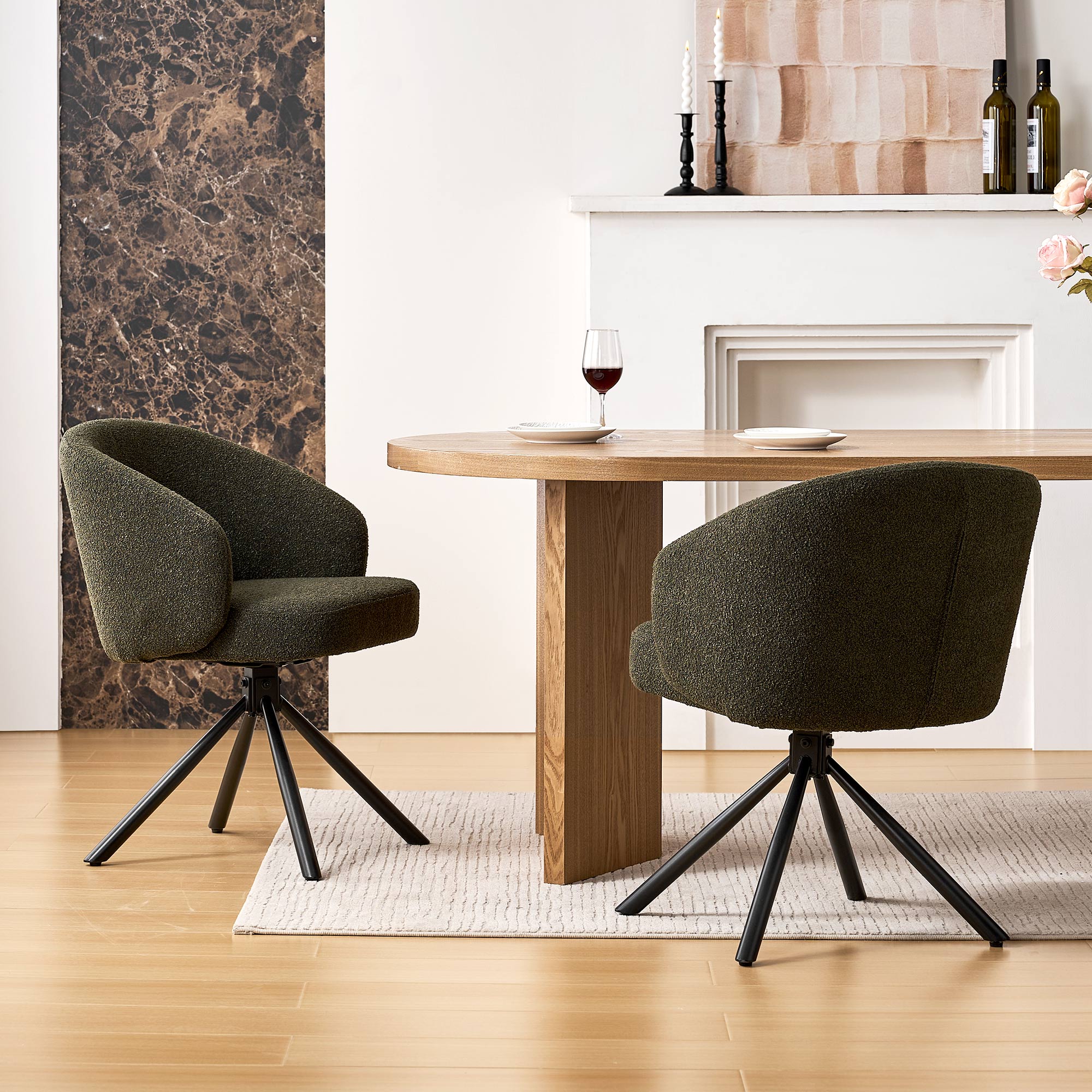 Cleo Bouclé Swivel Chair