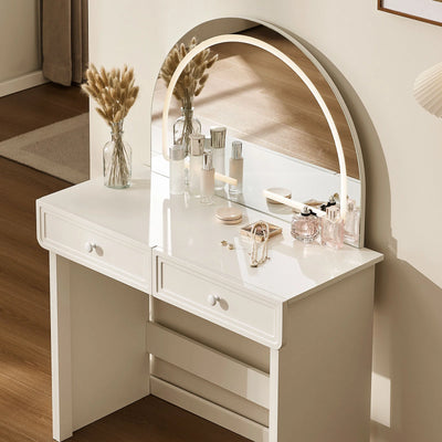 Ceris White Dressing Table with a Clean Architectural Silhouette