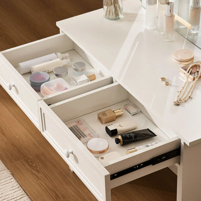 Ceris White Dressing Table with Two Spacious Drawers