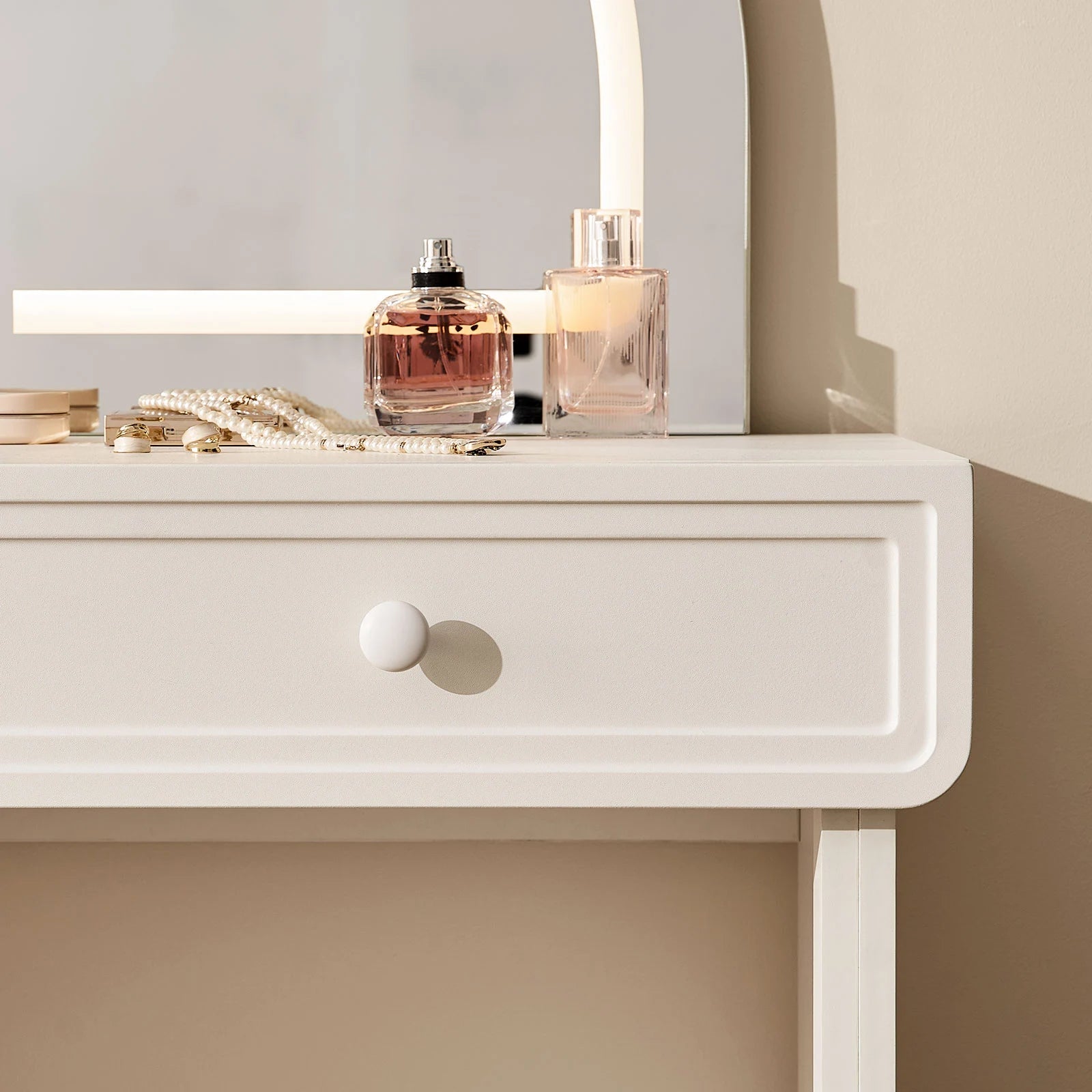 Ceris White Dressing Table with Two Spacious Drawers