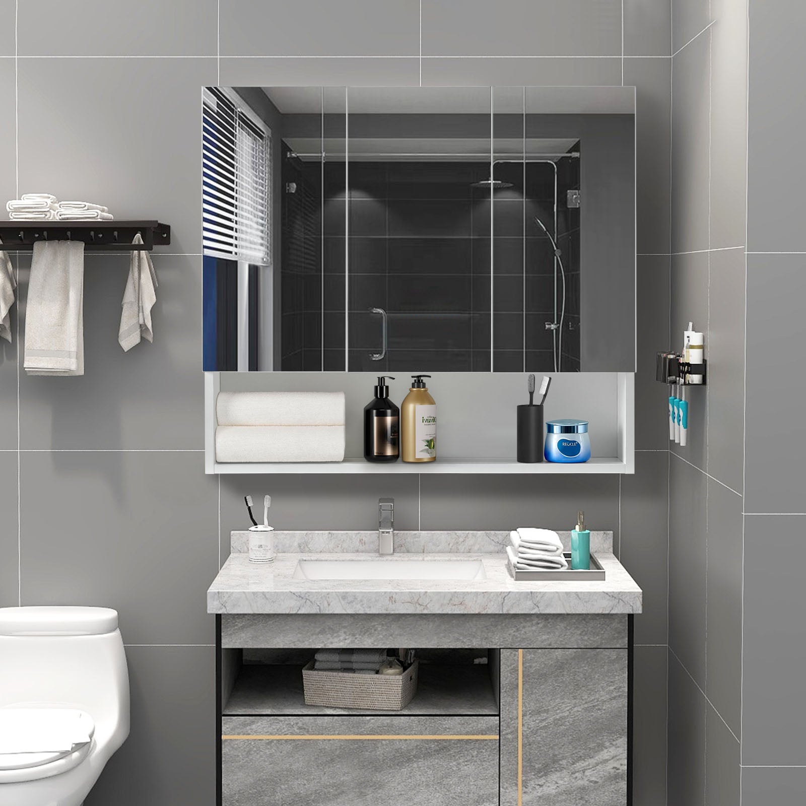 Colin Bathroom Mirror Cabinet with Lighting
