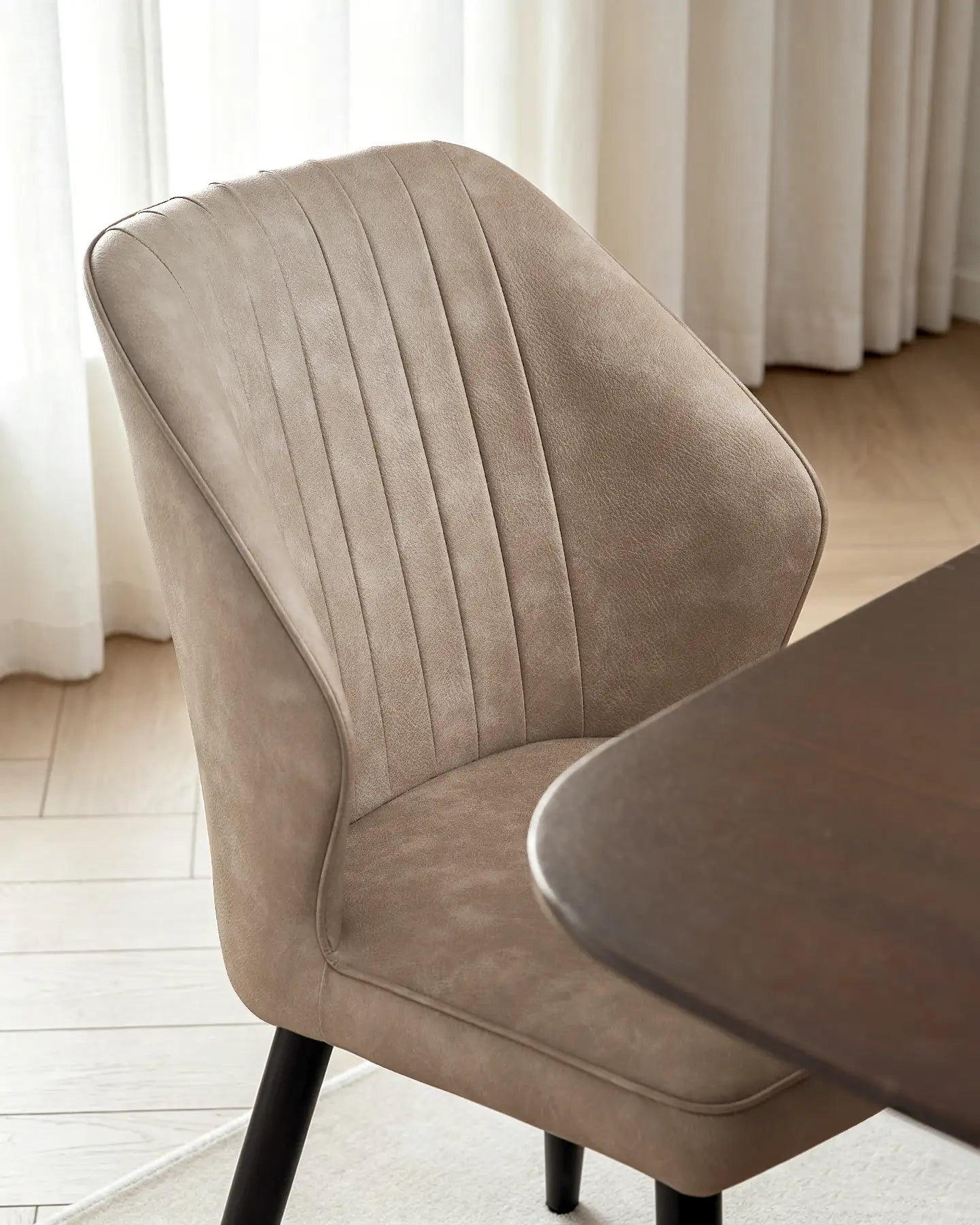 Danforth Beige Dining Chair with Ergonomically Curved Backrest