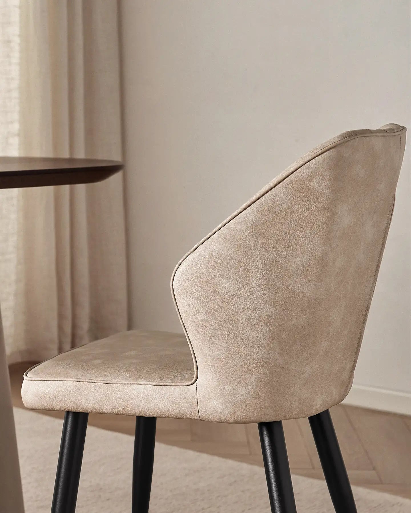 Danforth Beige Dining Chair with Padded Armrests