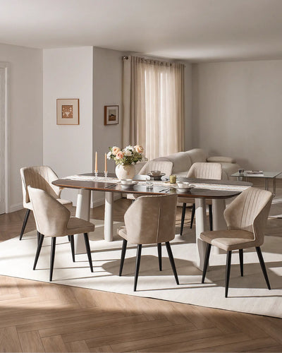 Danforth Beige Faux Leather Dining Chair in a Contemporary Living Space