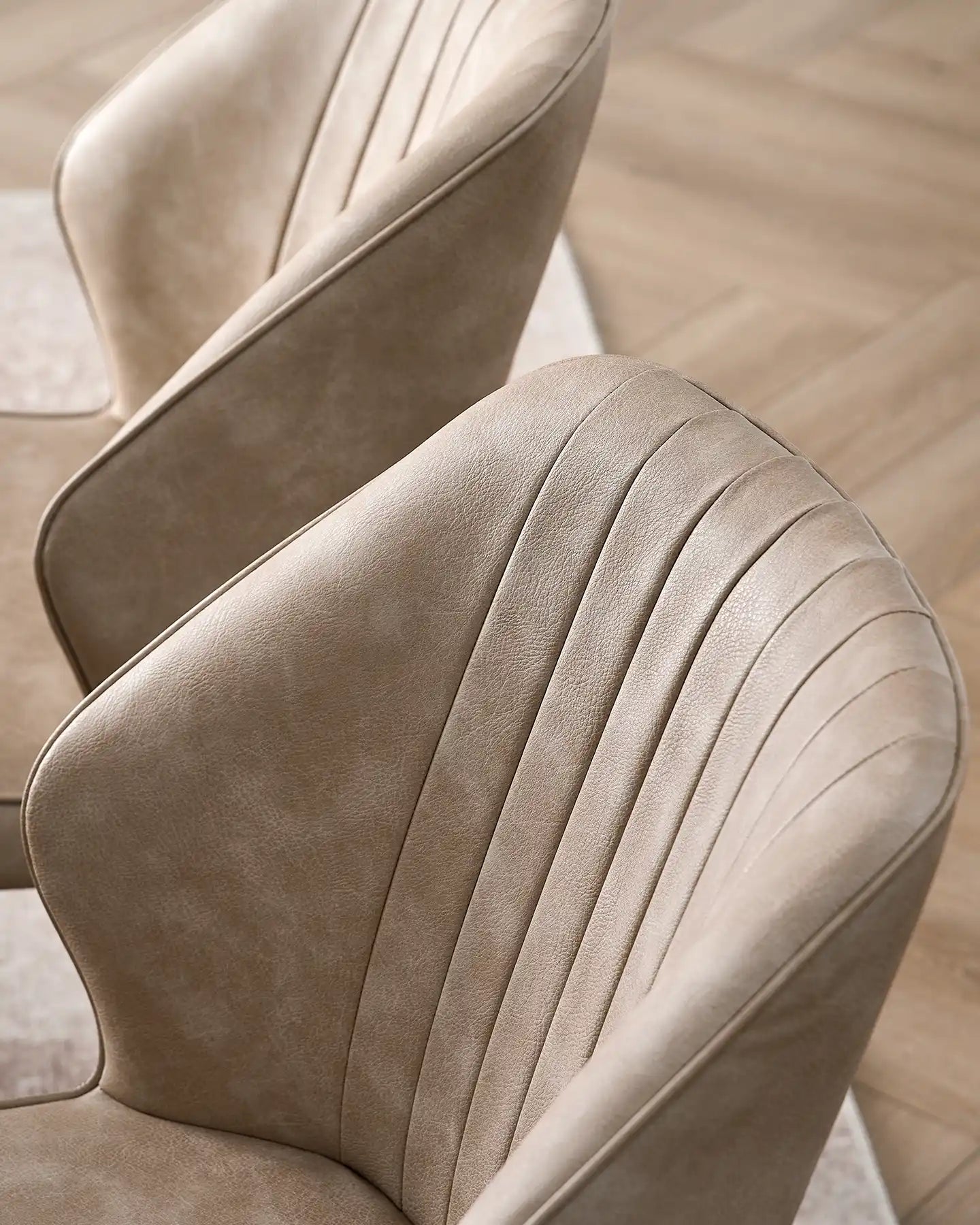 Danforth Beige Dining Chair with Dot-Quilted Faux Leather Upholstery
