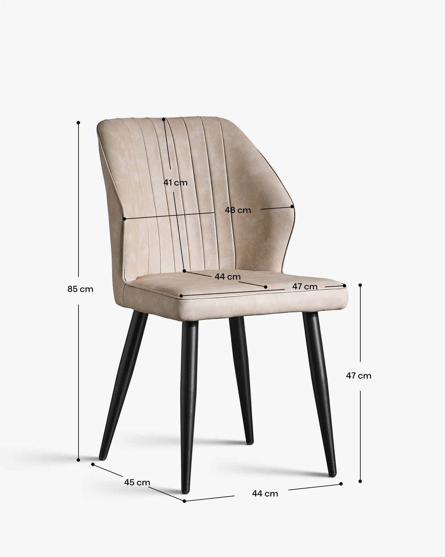 Danforth Beige Faux Leather Dining Chair Dimensions and Measurements