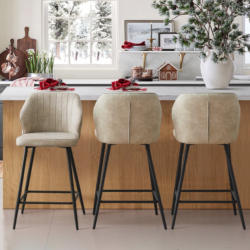 Danforth Beige Faux Leather Bar Stool in a Modern Kitchen